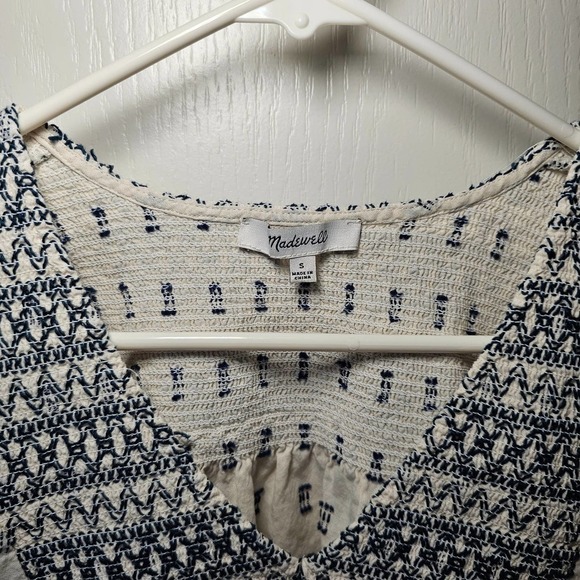 Madewell Embroidered-Yoke Top in Clipdot White Sz Small - Picture 5 of 6